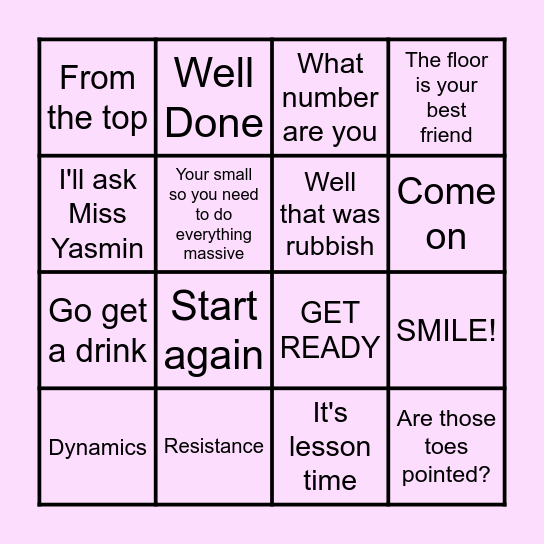 WHAT MISS AMELIA SAYS BINGO! Bingo Card