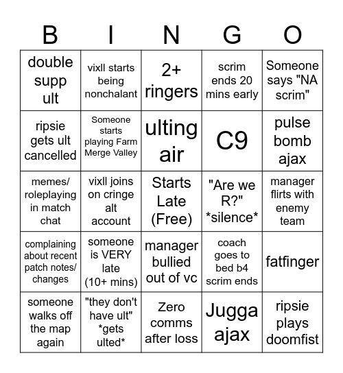 First Flame Arson Bingo Card