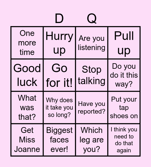 WHAT MISS AMELIA SAYS BINGO! Bingo Card