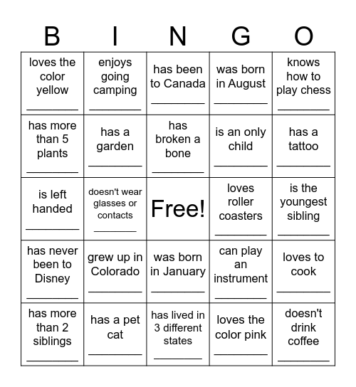 Find a coworker who... Bingo Card