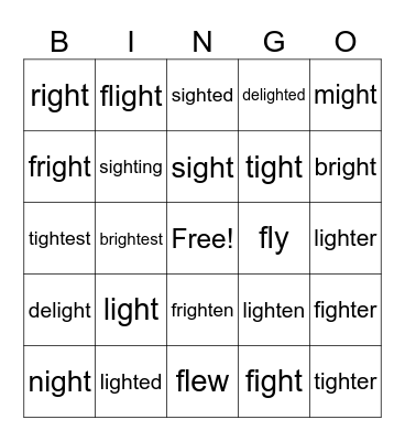IGHT    Family Bingo Card