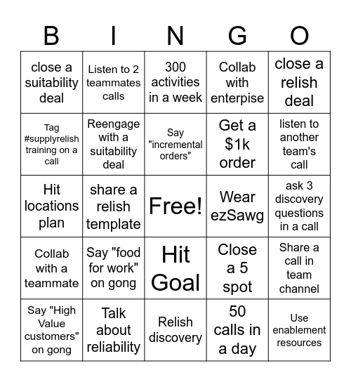 Pull Through September Bingo Card