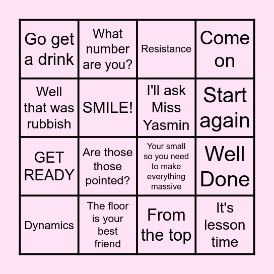 WHAT MISS AMELIA SAYS BINGO! Bingo Card