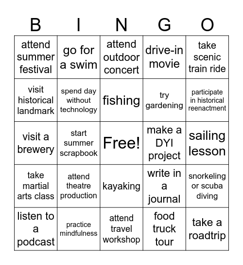 SUMMER EDITION Bingo Card