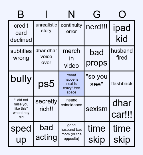 dhar dhar bingo Card