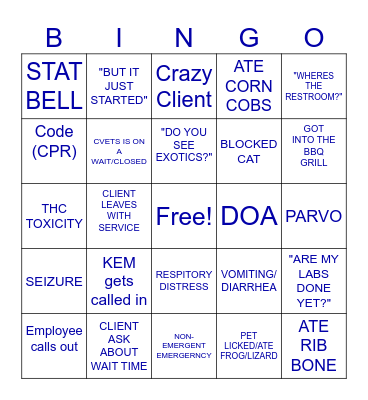 Vet Tech Bingo! Bingo Card