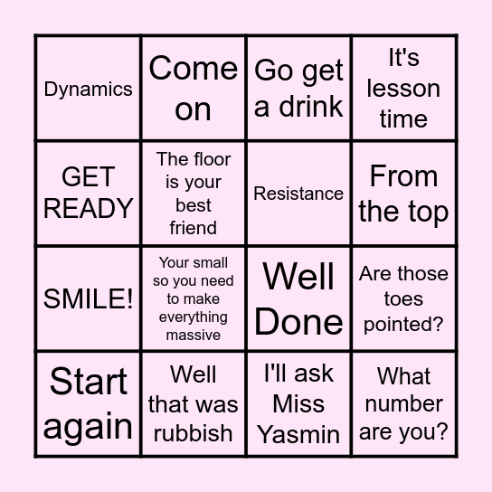 WHAT MISS AMELIA SAYS BINGO! Bingo Card