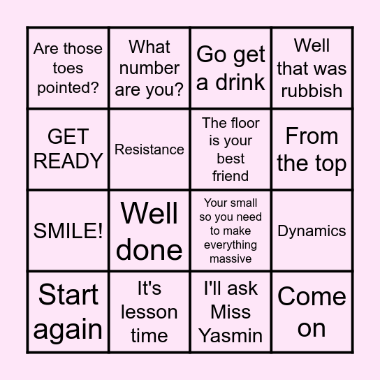 WHAT MISS AMELIA SAYS BINGO! Bingo Card