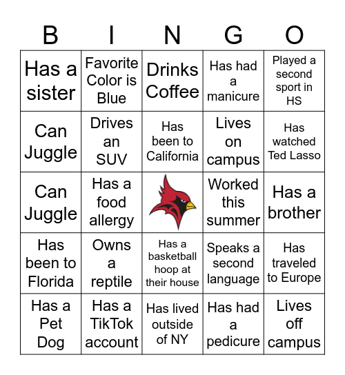 SJF Women's Basketball BINGO Card