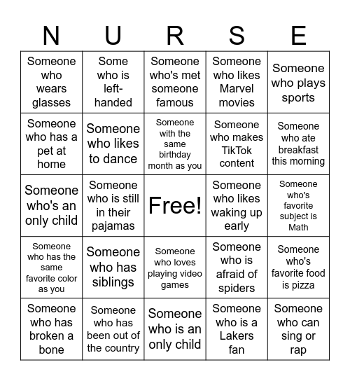 Human Bingo Card