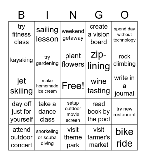 SUMMER OLYMPICS Bingo Card