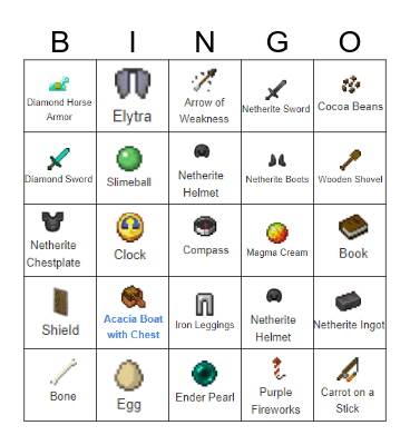 Minecraft Bingo Card