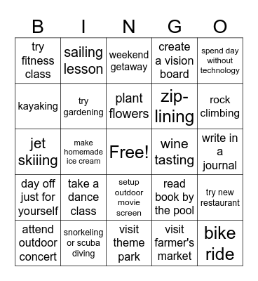 SUMMER EDITION Bingo Card