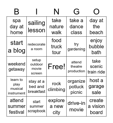 SUMMER EDITION Bingo Card