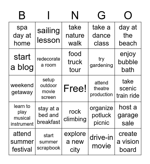 SUMMER EDITION Bingo Card