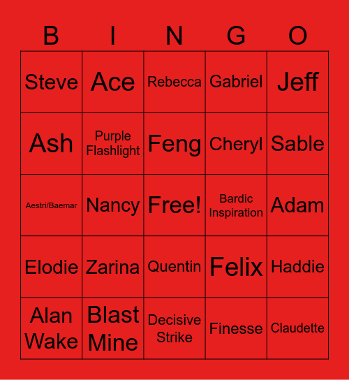 Dead By Daylight Killer Bingo Card