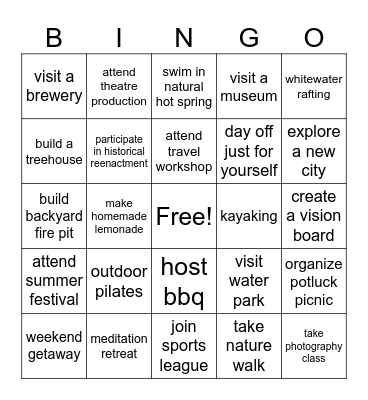 SUMMER EDITION Bingo Card