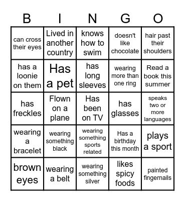 People Bingo Card