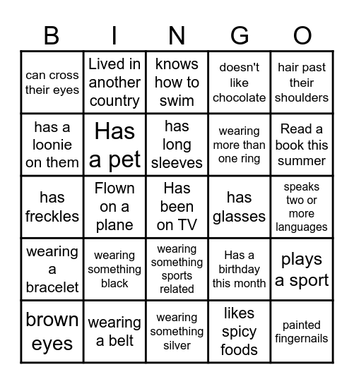 People Bingo Card