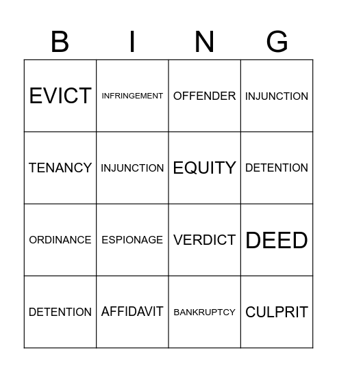 BINGO - LAW School Bingo Card