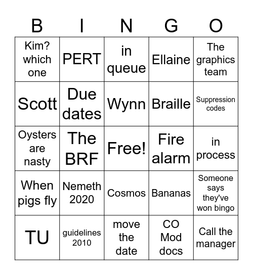 Meeting Bingo Card
