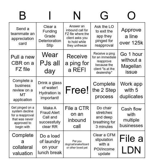 Client Direct UW WFH Bingo Card