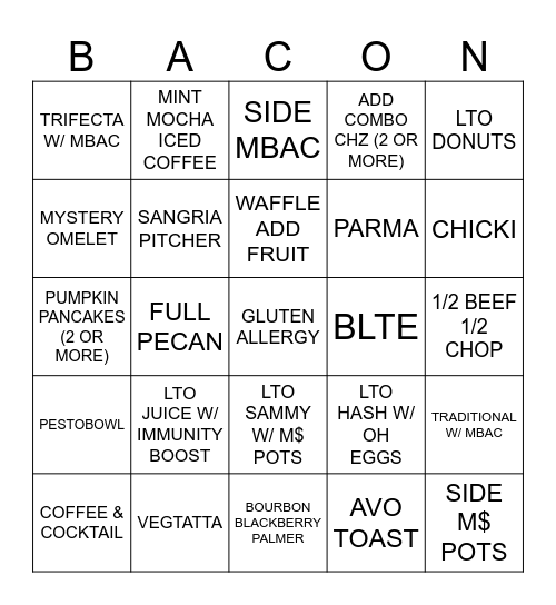 Server Bingo Card