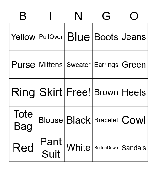 F A S H I O N  S H O W  B I N G O Bingo Card