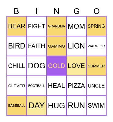 BTR GOLD BINGO Card