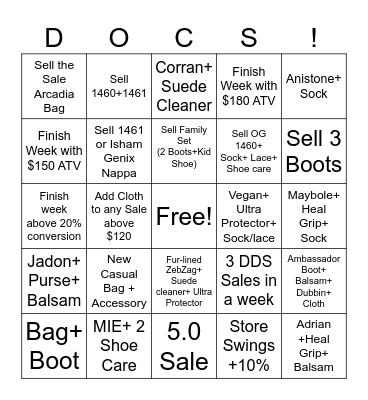 Dr. Martens BINGO Card