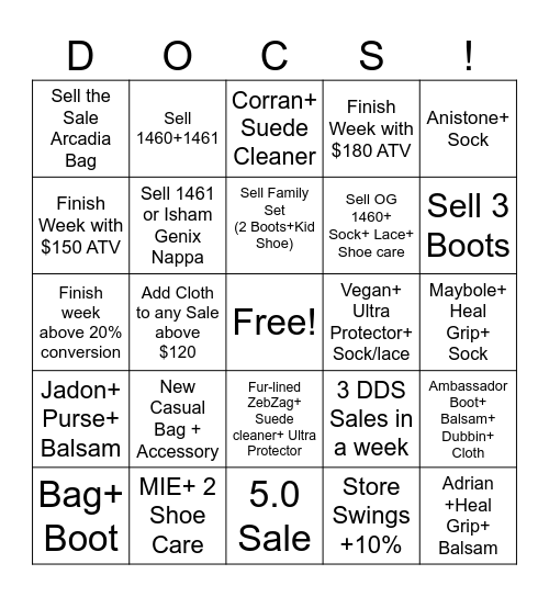 Dr. Martens BINGO Card