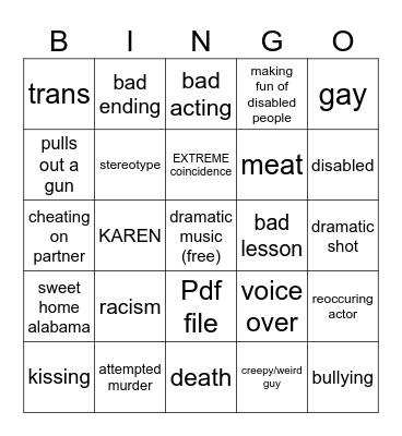 idiot bingo Card