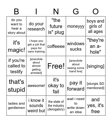 John Strand once said... Bingo Card