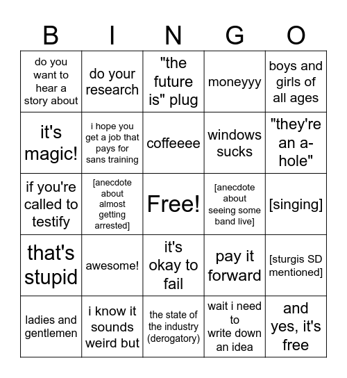 John Strand once said... Bingo Card