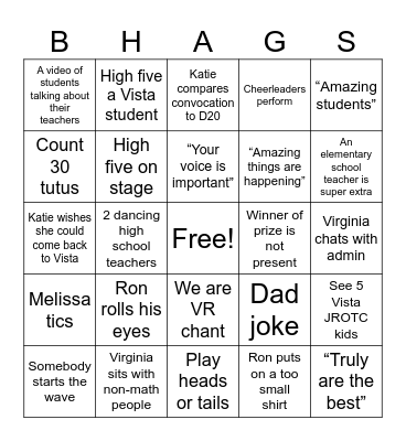 Convocation Bingo Card