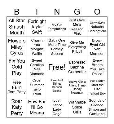 Spotify Bingo Card