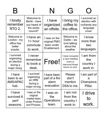 EMEA S&I Bingo Card
