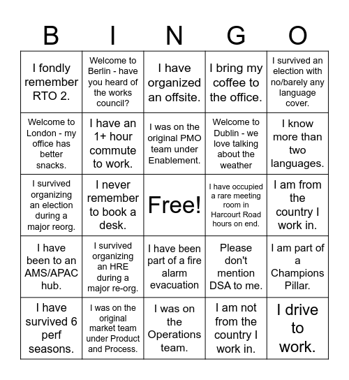 EMEA S&I Bingo Card