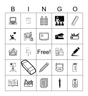 School Supplies Bingo Card