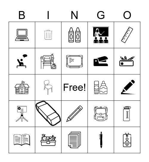 School Supplies Bingo Card