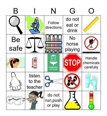 Lab Safety Bingo Card