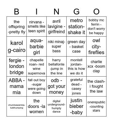 X or T Marks The Spot Bingo Card