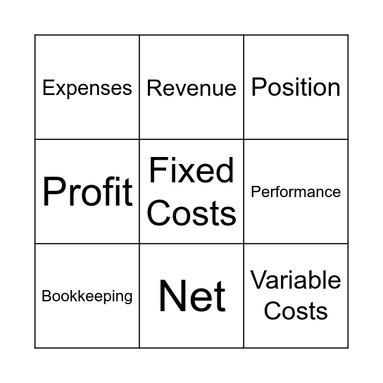 Financial Management Bingo Card