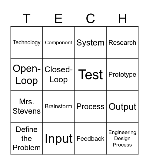 Systems Vocab Bingo Card