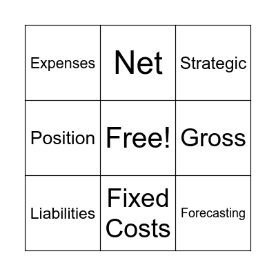 Financial Management Bingo Card