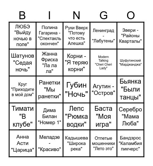 O'PRIME Bingo Card