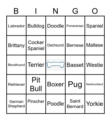 Pets Bingo Card