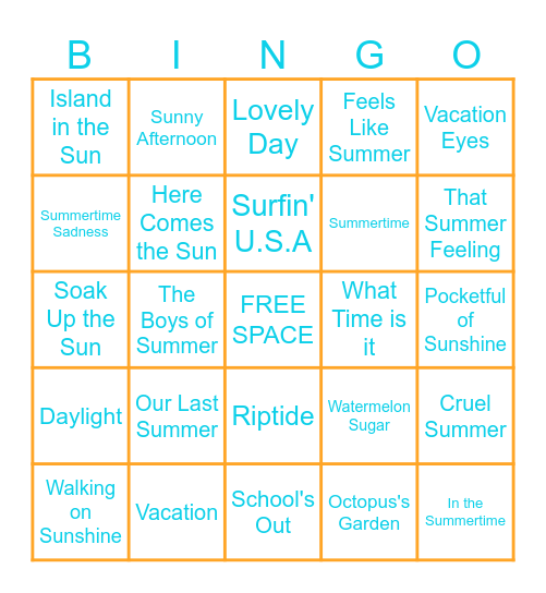 Summer BINGO Card