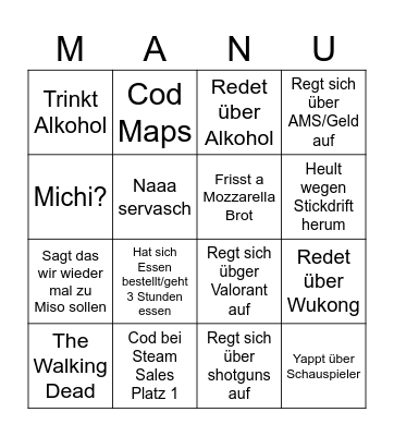 Manu Bingo Card