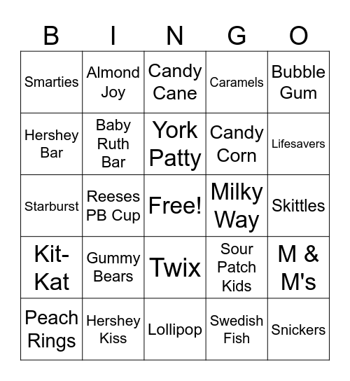 Candy Bingo Card